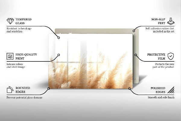 Tagliere in vetro temperato Erba della pampa