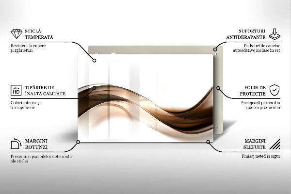 Tagliere in vetro temperato Linee marroni astratte