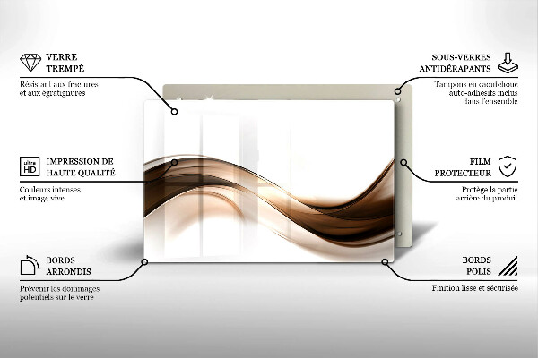 Tagliere in vetro temperato Linee marroni astratte