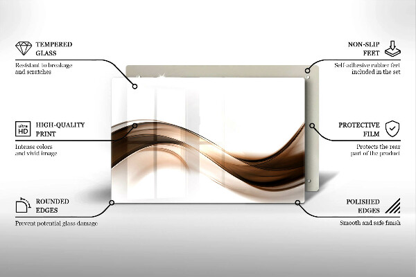 Tagliere in vetro temperato Linee marroni astratte