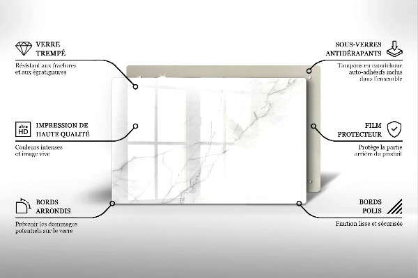 Tagliere in vetro temperato Sfondo di pietra di marmo