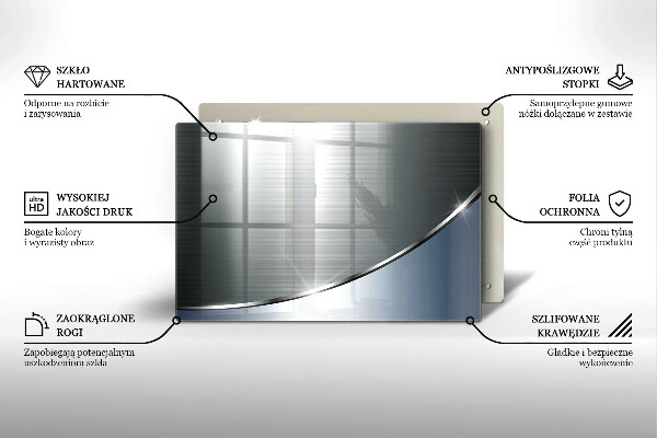 Tagliere in vetro temperato Modello di astrazione in metallo