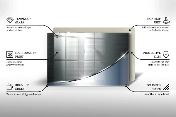 Tagliere in vetro temperato Modello di astrazione in metallo