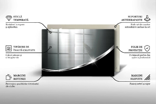Tagliere in vetro temperato Astrazione con metallo