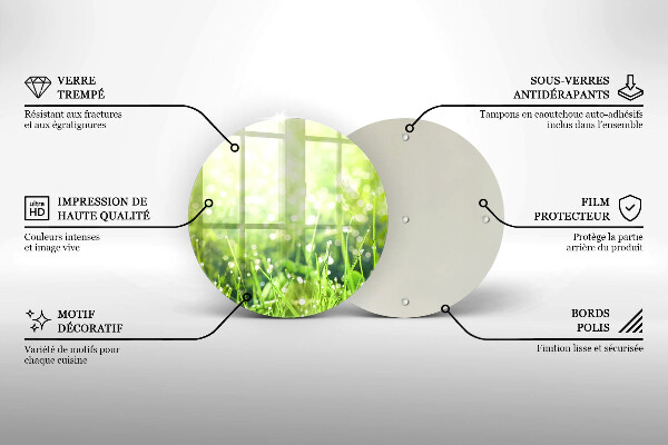 Tagliere in vetro Natura: erba e rugiada