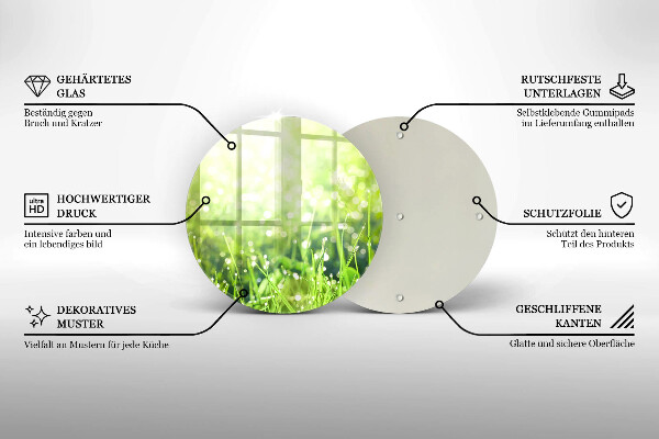 Tagliere in vetro Natura: erba e rugiada