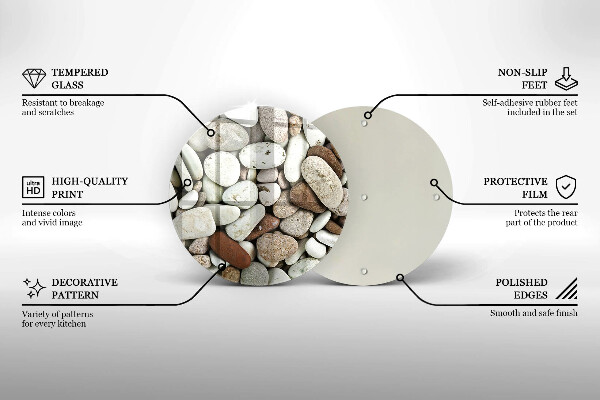 Tagliere in vetro Sfondo di piccole pietre