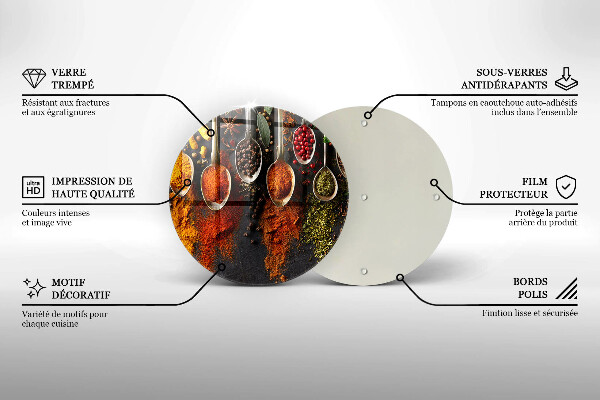 Tagliere in vetro Cucchiai con spezie