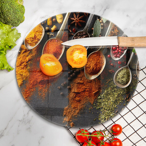 Tagliere in vetro Cucchiai con spezie