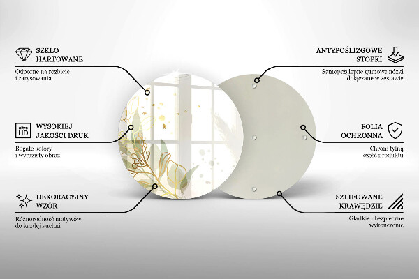 Tagliere in vetro Acquerello e foglie d'oro