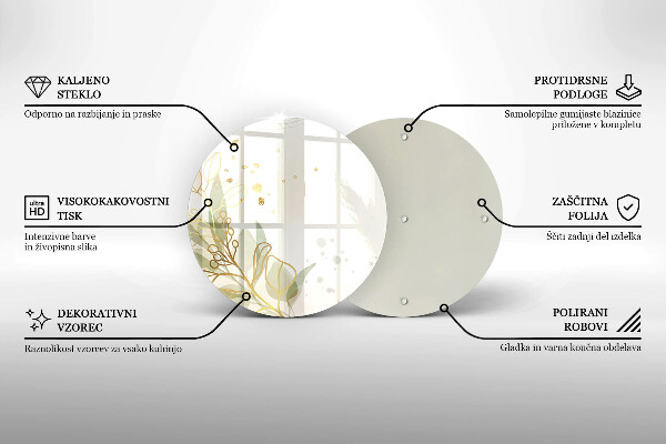 Tagliere in vetro Acquerello e foglie d'oro