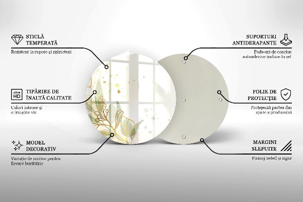 Tagliere in vetro Acquerello e foglie d'oro