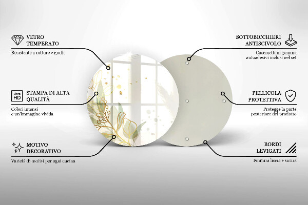 Tagliere in vetro Acquerello e foglie d'oro