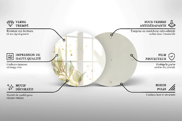Tagliere in vetro Acquerello e foglie d'oro