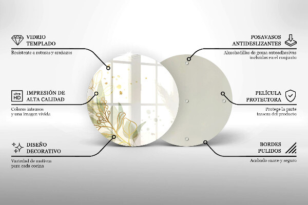 Tagliere in vetro Acquerello e foglie d'oro