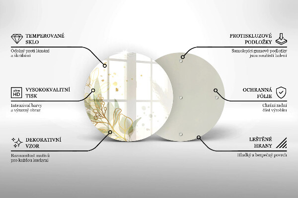 Tagliere in vetro Acquerello e foglie d'oro