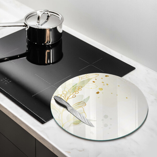 Tagliere in vetro Acquerello e foglie d'oro