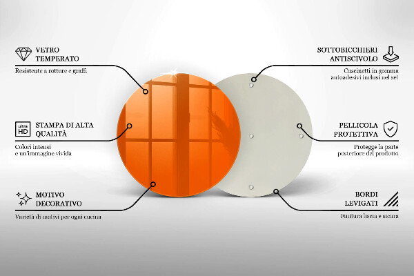 Tagliere in vetro temperato colore arancione