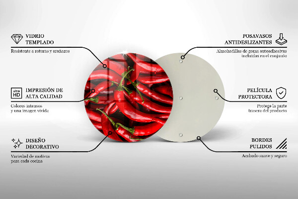 Tagliere in vetro temperato Peperoncini piccanti