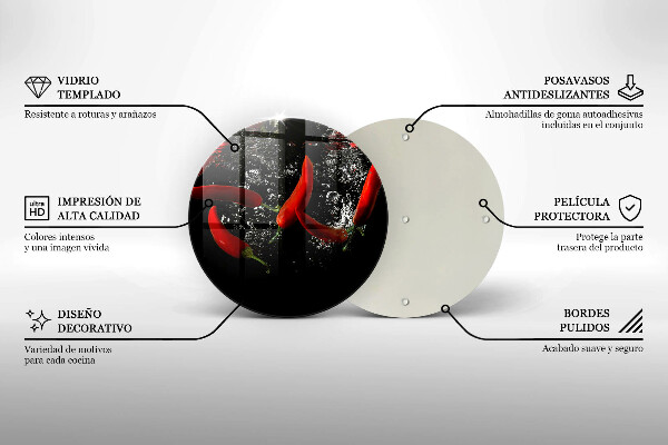 Tagliere in vetro Peperoncini in acqua