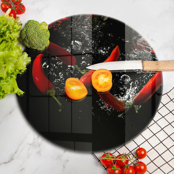 Tagliere in vetro Peperoncini in acqua