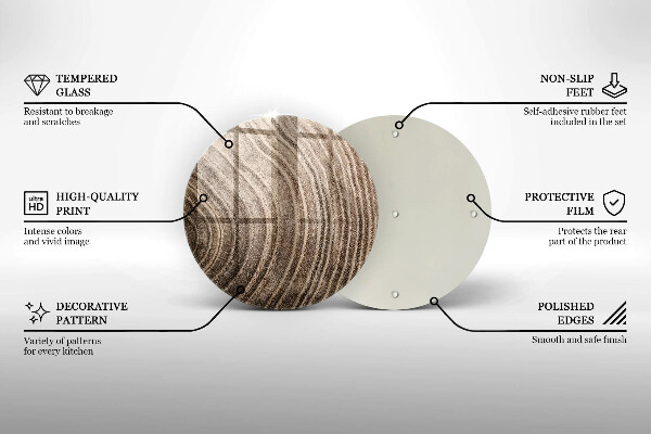 Tagliere in vetro Anelli di legno