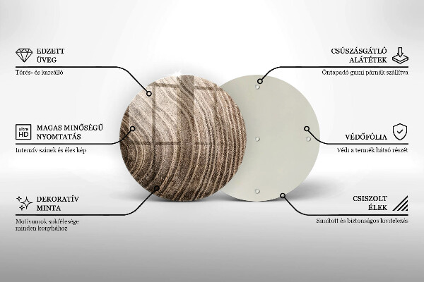 Tagliere in vetro Anelli di legno