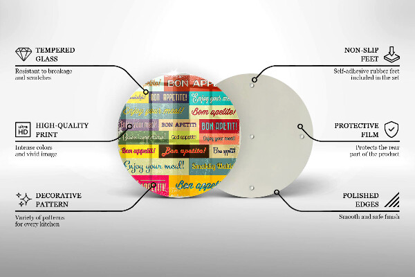 Tagliere in vetro Sottotitoli Buon appetito lingue