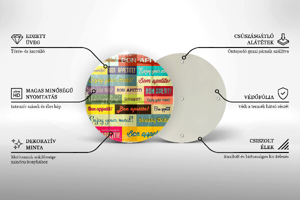Tagliere in vetro Sottotitoli Buon appetito lingue
