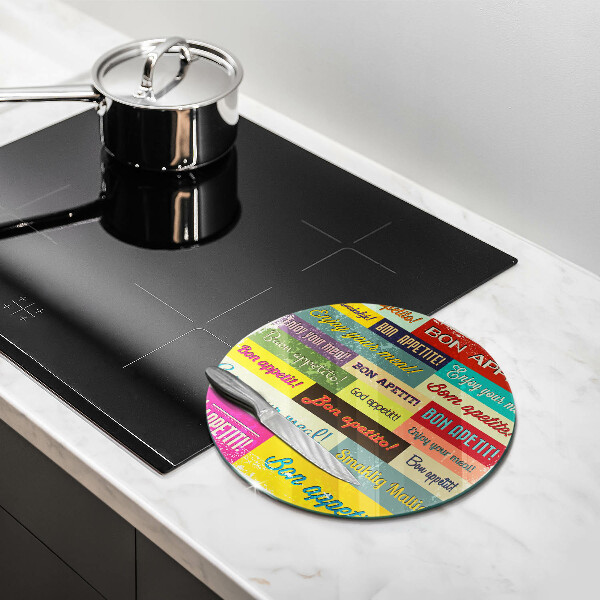 Tagliere in vetro Sottotitoli Buon appetito lingue