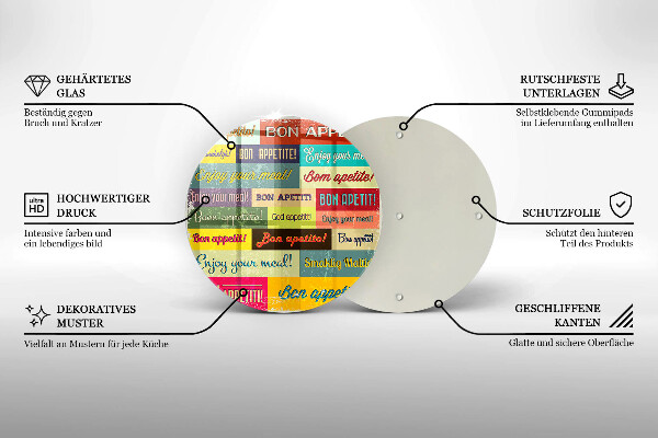 Tagliere in vetro Sottotitoli Buon appetito lingue