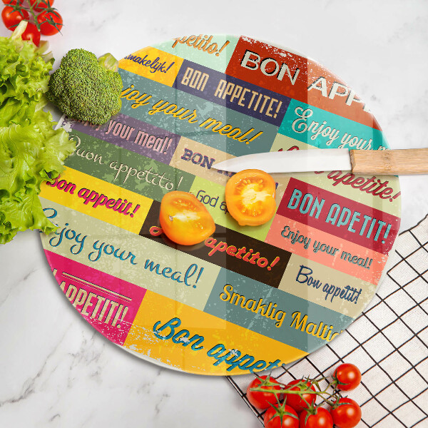 Tagliere in vetro Sottotitoli Buon appetito lingue