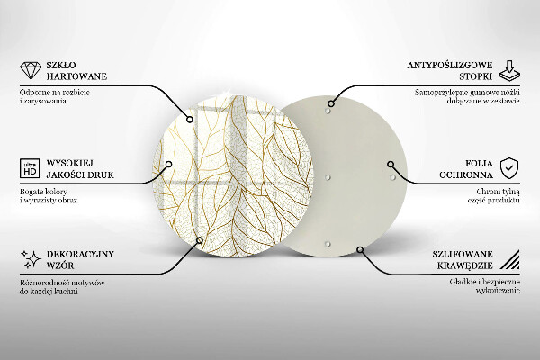 Tagliere in vetro Modello di foglie line-art