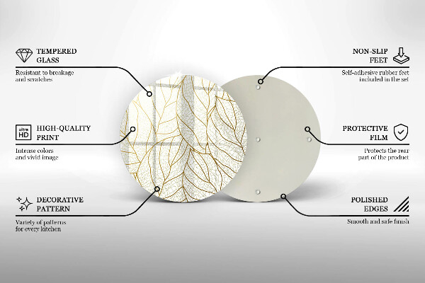 Tagliere in vetro Modello di foglie line-art