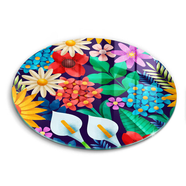Tagliere in vetro Illustrazione del prato dei fiori