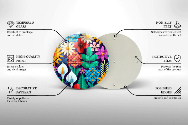 Tagliere in vetro Illustrazione del prato dei fiori