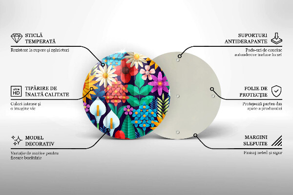 Tagliere in vetro Illustrazione del prato dei fiori