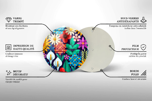 Tagliere in vetro Illustrazione del prato dei fiori