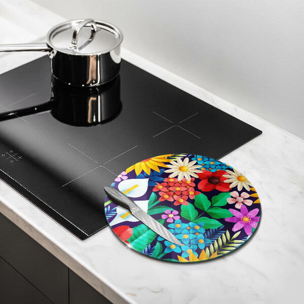 Tagliere in vetro Illustrazione del prato dei fiori