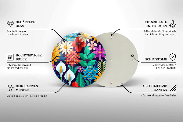 Tagliere in vetro Illustrazione del prato dei fiori