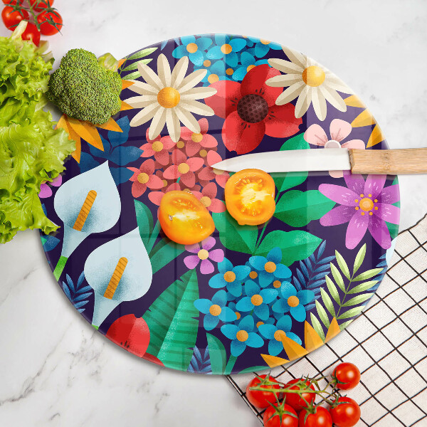 Tagliere in vetro Illustrazione del prato dei fiori