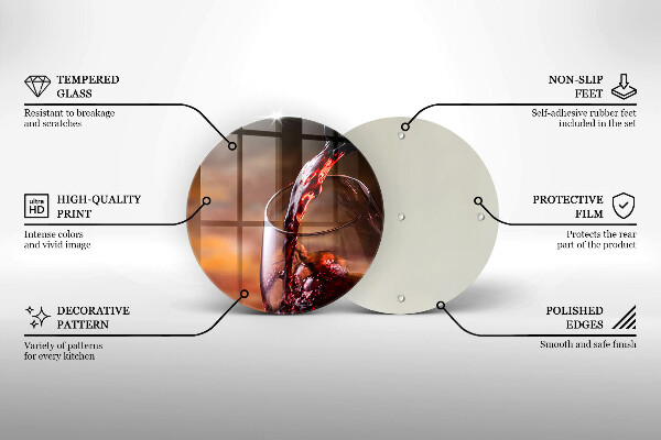 Tagliere in vetro Vino rosso e un bicchiere