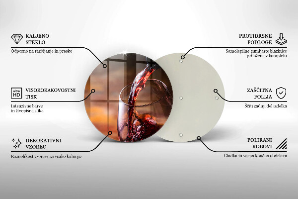 Tagliere in vetro Vino rosso e un bicchiere