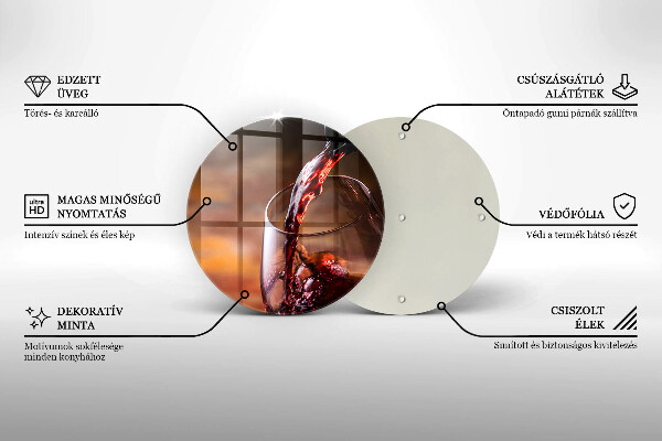 Tagliere in vetro Vino rosso e un bicchiere