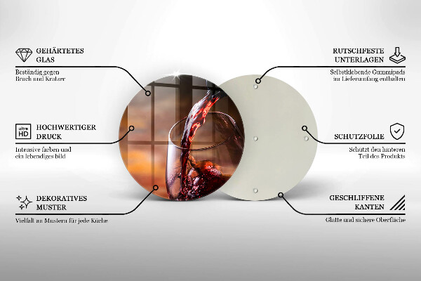 Tagliere in vetro Vino rosso e un bicchiere