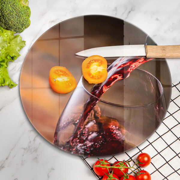 Tagliere in vetro Vino rosso e un bicchiere