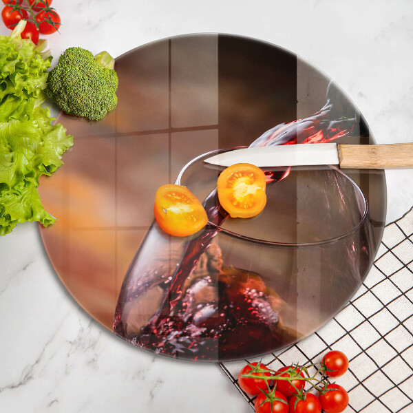 Tagliere in vetro Vino rosso e un bicchiere