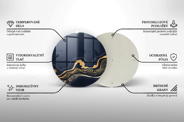 Tagliere in vetro Linee dorate astratte
