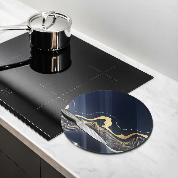 Tagliere in vetro Linee dorate astratte