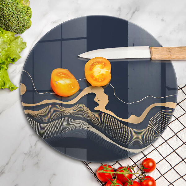 Tagliere in vetro Linee dorate astratte